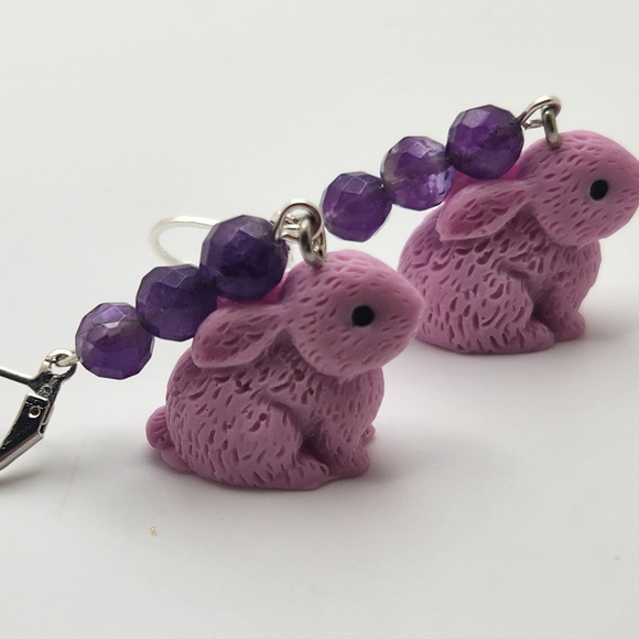 Purple Bunny Earrings - Picture 6 of 6
